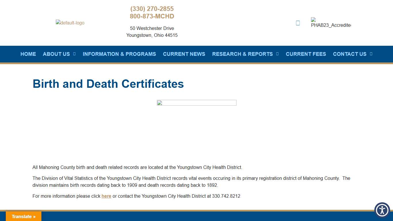 Birth and Death Certificates • Mahoning County Public Health